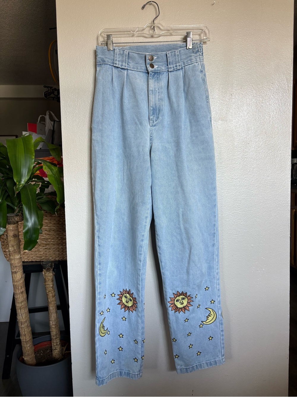 Lucy & Yak Embroidered Sun & Moon High-Waist Jeans
